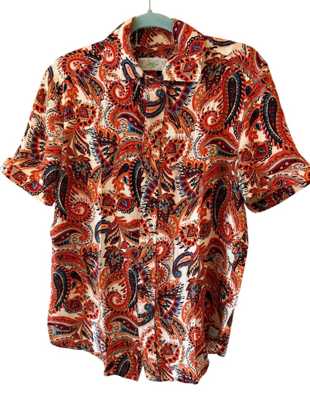 Sea Plane Mens Button-front Paisley Shirt Size Small Collectible Limited Edition